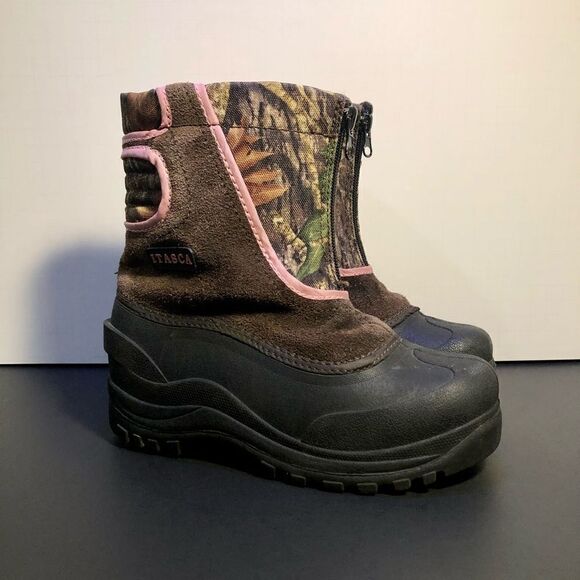 Girls ITASCA Brown / Camo Print Outdoor Boots / Size 2 - Picture 1 of 10
